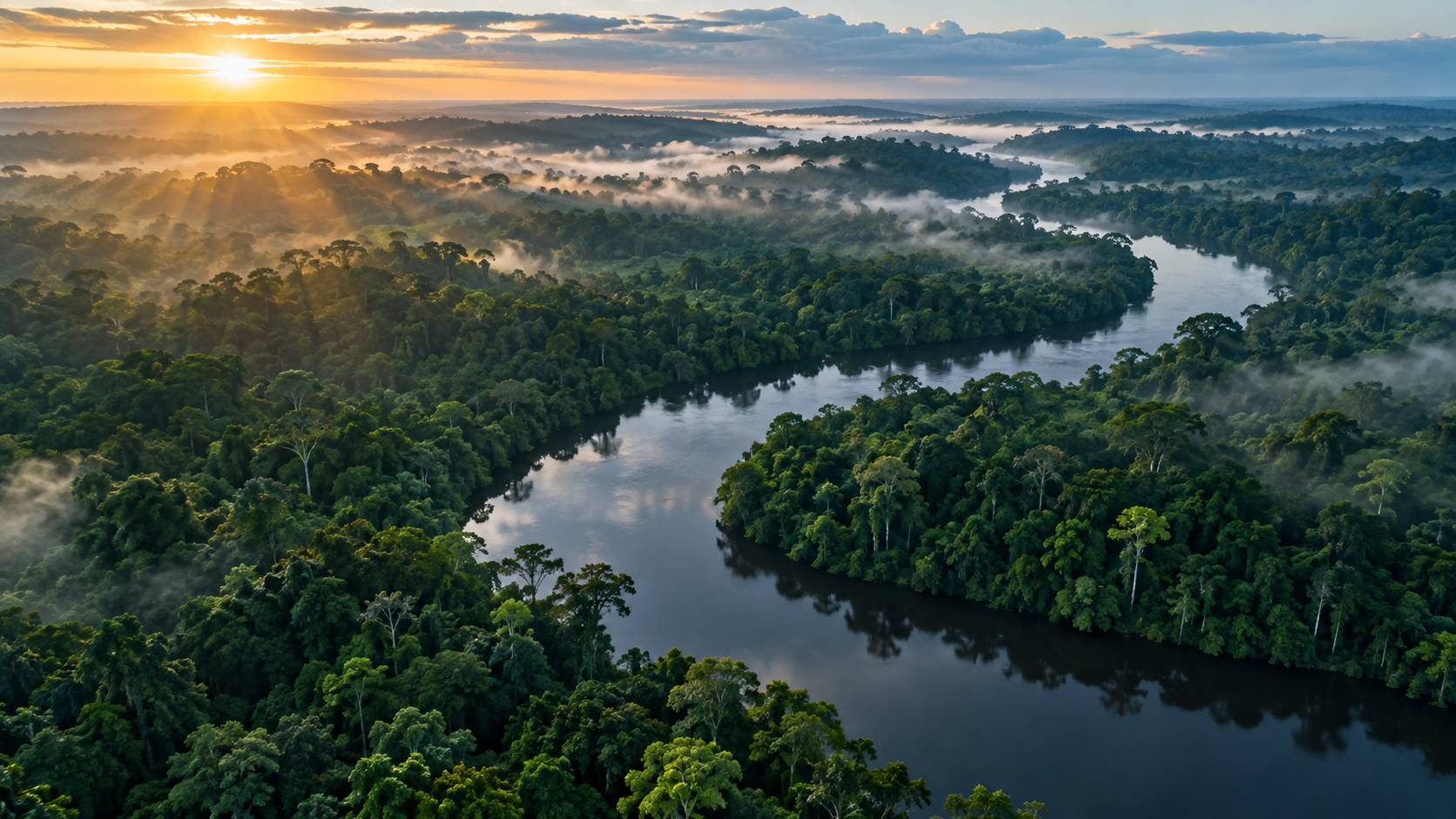 Illustration éditoriale de la forêt et des cours d’eau du Bassin du Congo